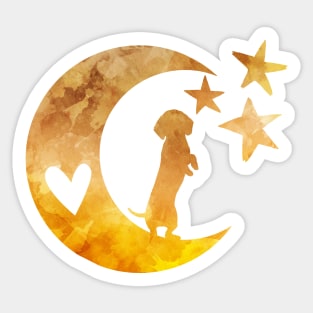 Dachshund Half Moon Stars Sticker